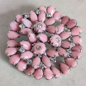 Vintage Pastel Pink Milk Glass Ruffled Brooch